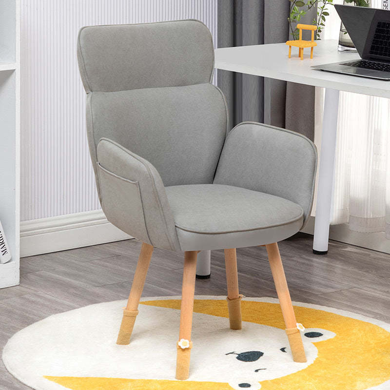 Nordic Fabric Upholstered Wood-Leg Vanity Stool