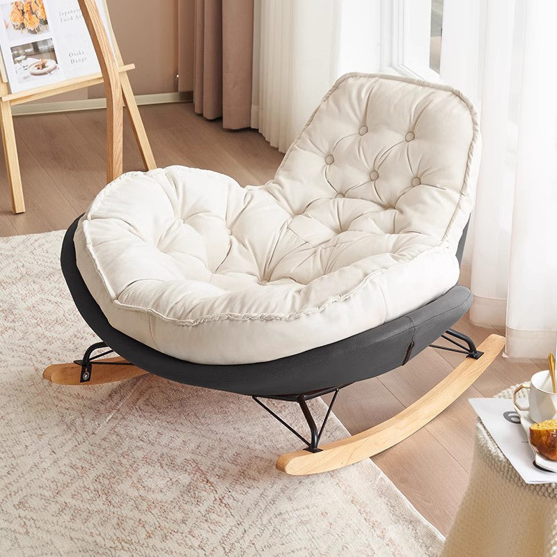Nordic Tufted Velvet Rocking Chair — Dark Gray + White