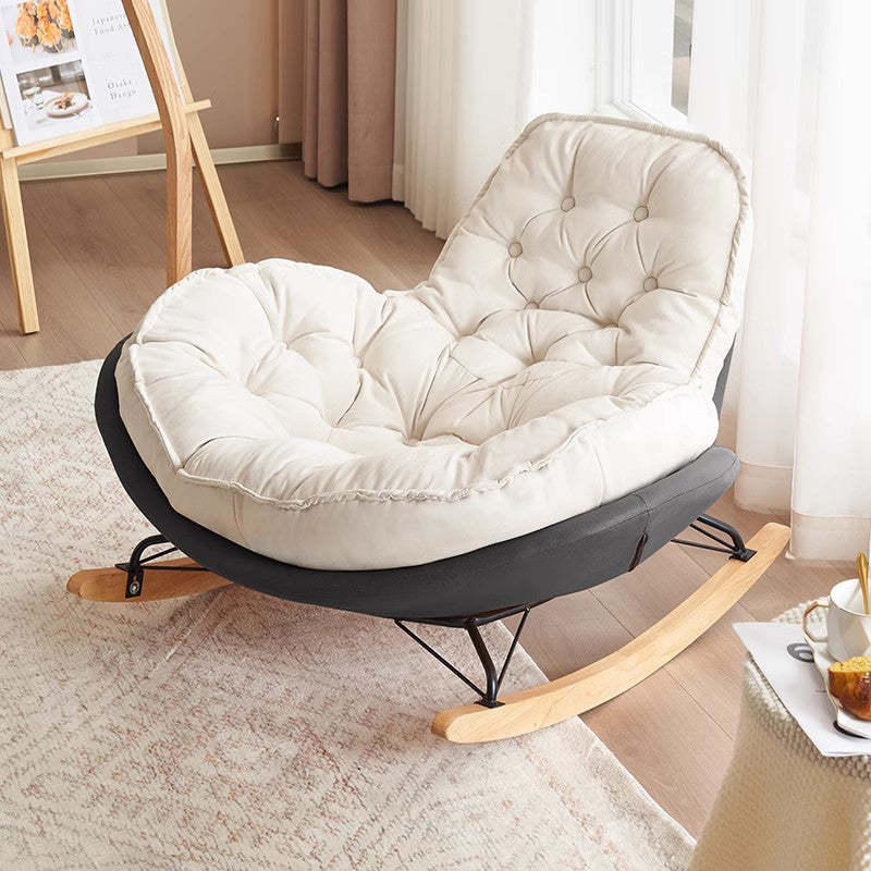 Nordic Tufted Velvet Rocking Chair — Dark Gray + White