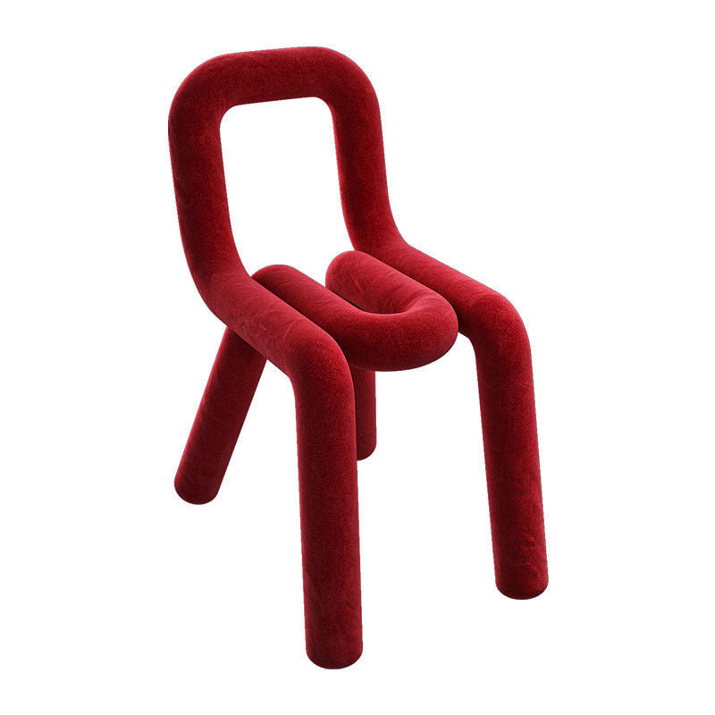 Contemporary Striped Fabric Wood Four-Leg Chair — B / Pink