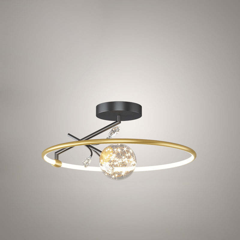 Modern Art Deco Iron Ring Star LED Pendant