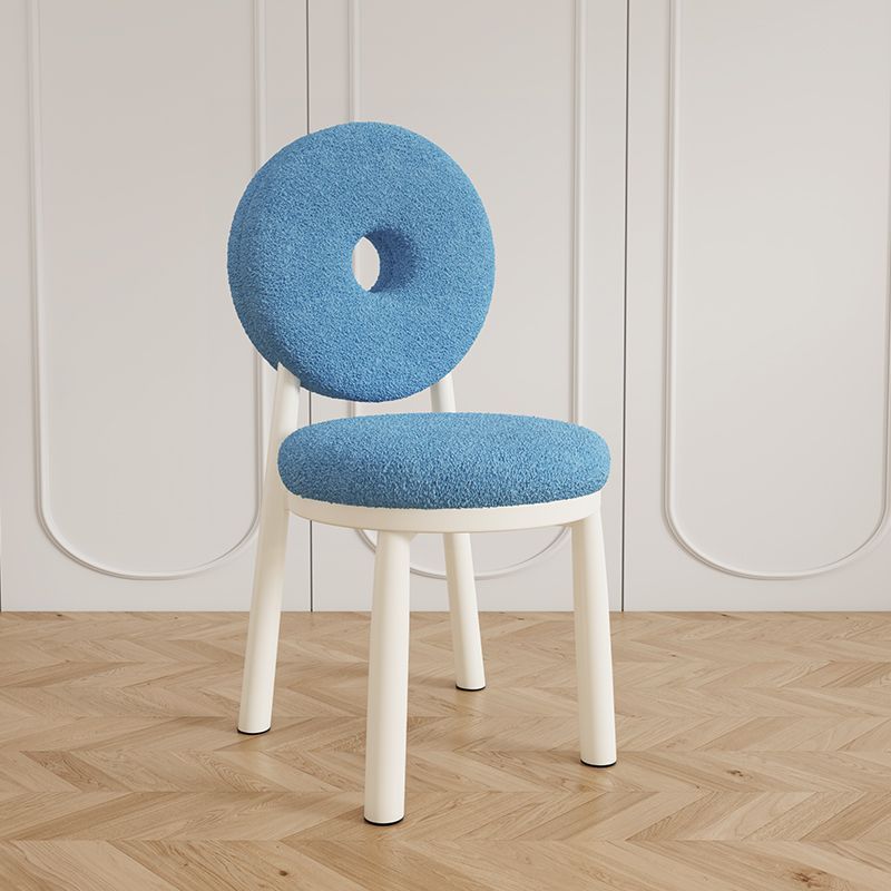 Nordic Lambswool Steel Round Dining Chair — Blue
