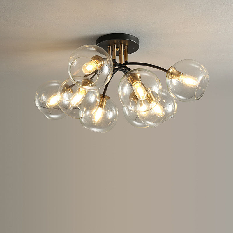 Modern Glass Magic Bean Round Semi-Flush Ceiling Light