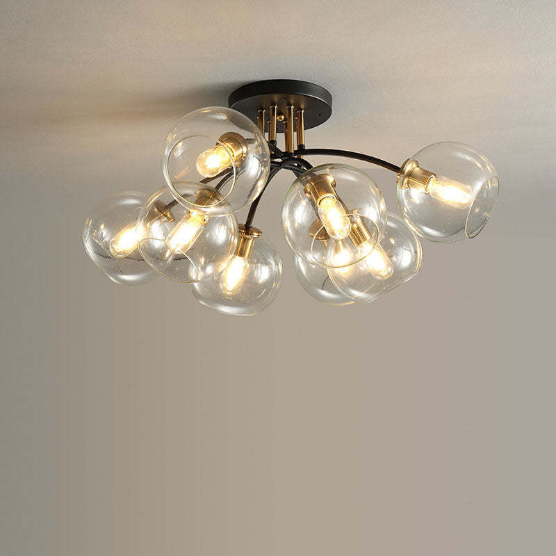 Modern Glass Magic Bean Round Semi-Flush Ceiling Light