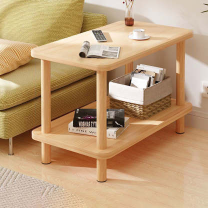 Japanese Wood Rectangular 3-Tier End Table — 3 / White