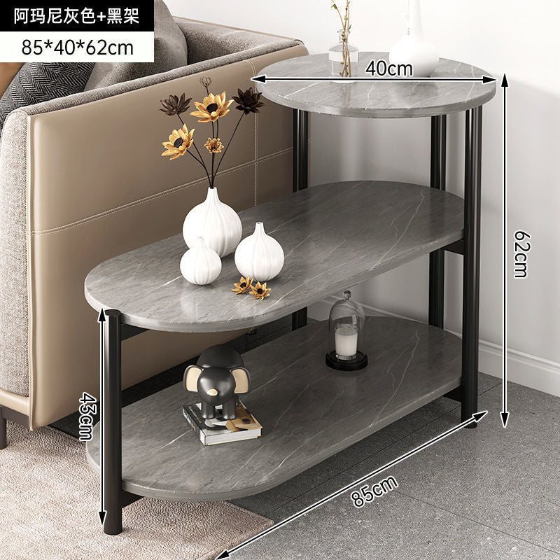 Minimalist Oval Iron 3-Tier End Table