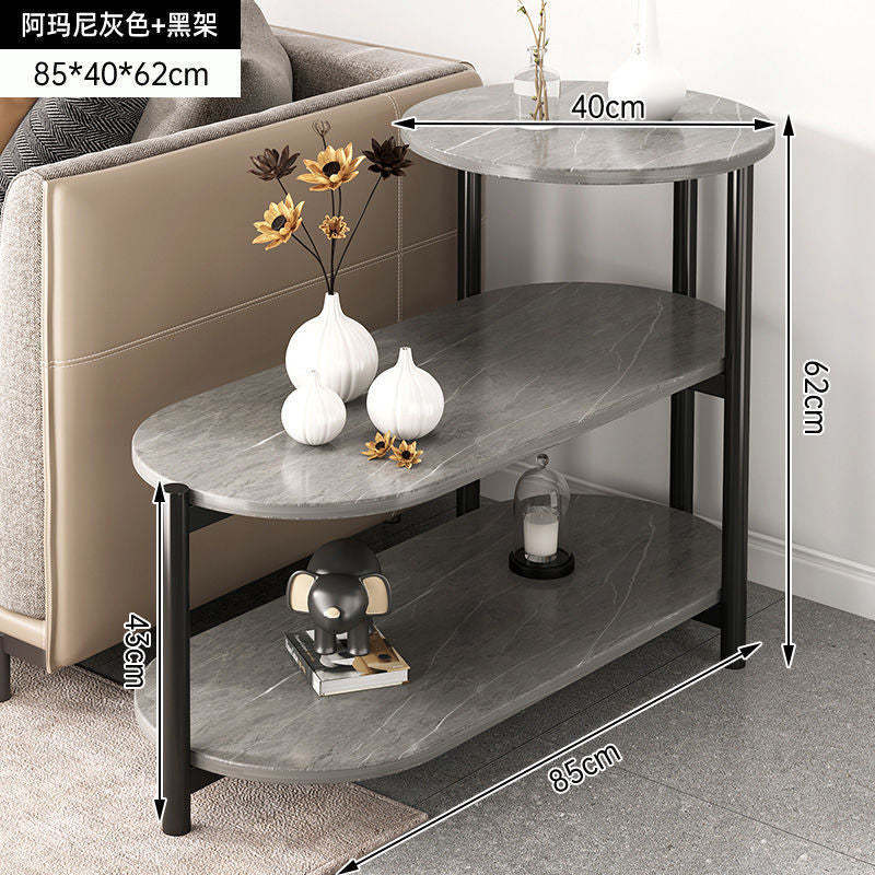 Minimalist Oval Iron 3-Tier End Table