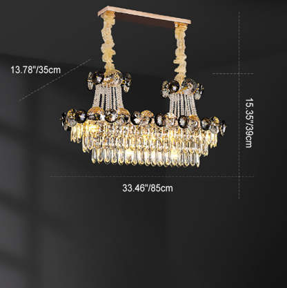 Half Round Ball Crystal Iron Chandelier — 11 / 220V-240V For UK/AU