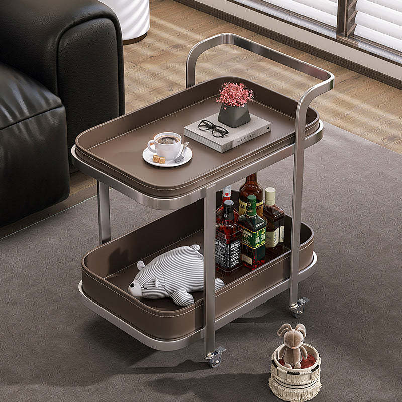Luxury Rectangular Leather Steel Coffee Table