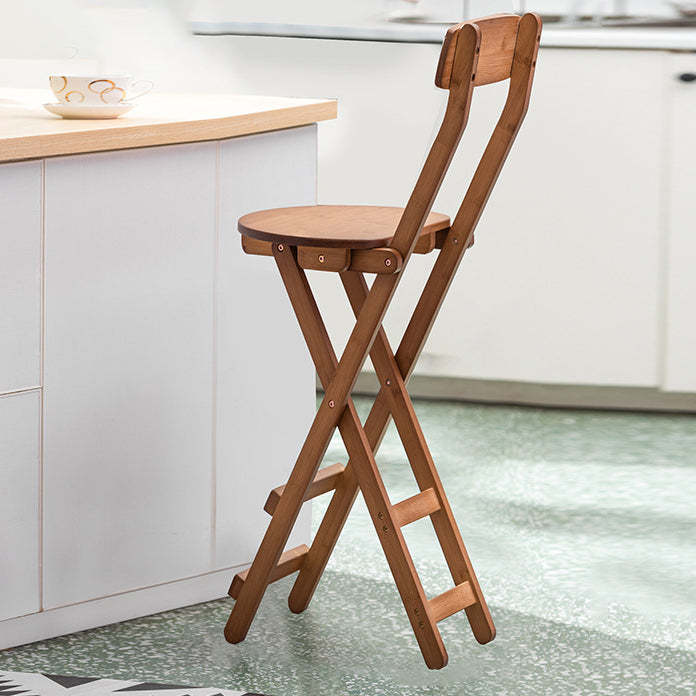 Retro Round Foldable Wood Bar Stool