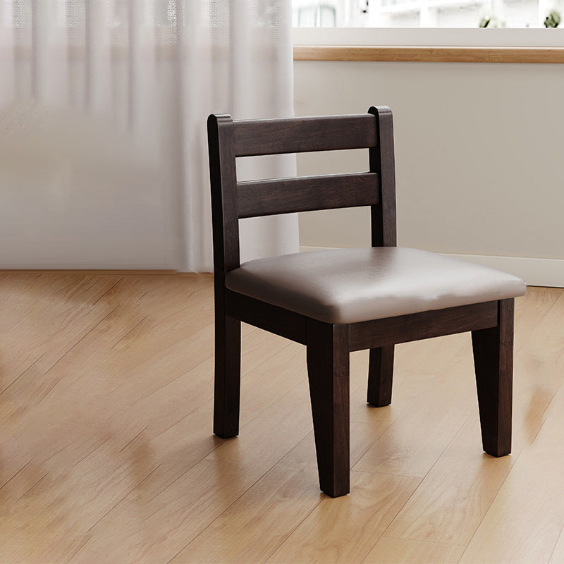 Minimalist Square Leather Solid Wood Chair
