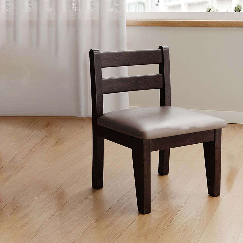Minimalist Square Leather Solid Wood Chair