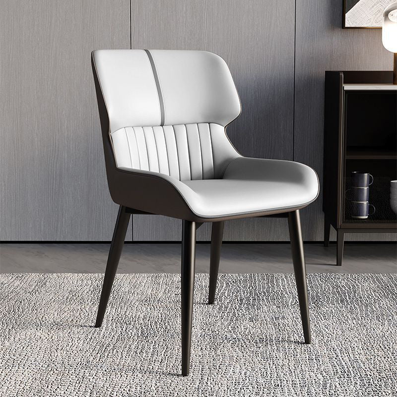 Minimalist Steel Leather Dining Chair — Gray