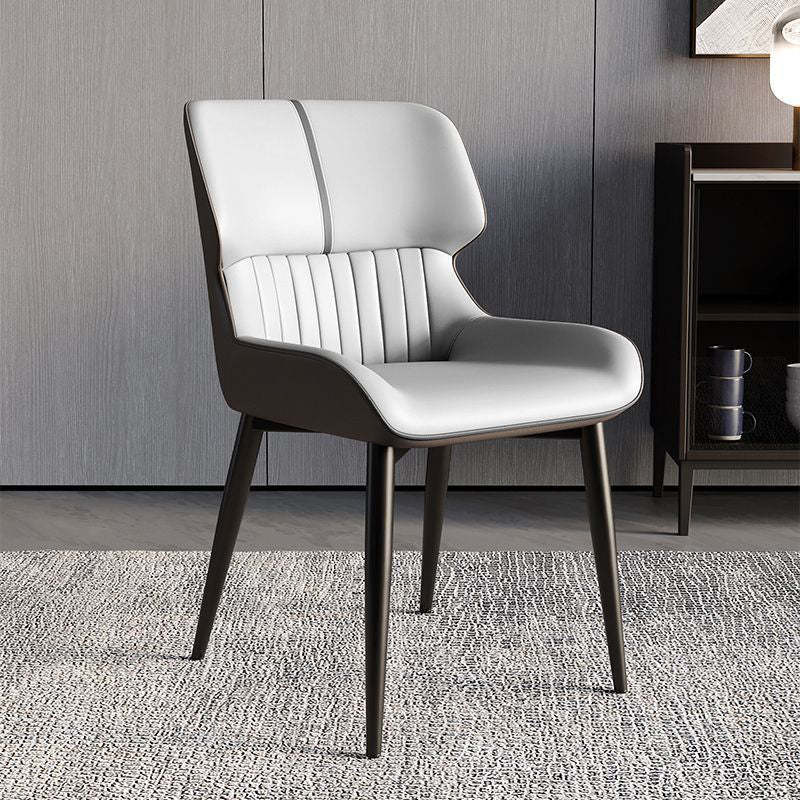 Minimalist Steel Leather Dining Chair — Gray
