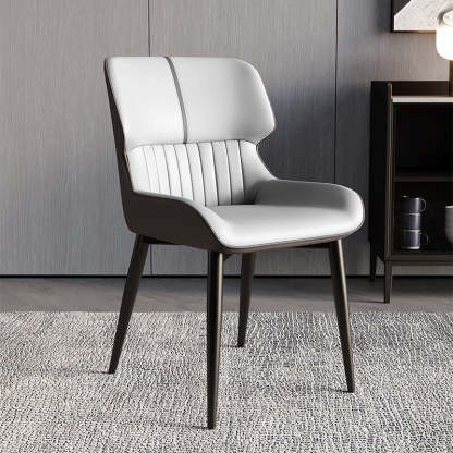 Minimalist Steel Leather Dining Chair — Gray