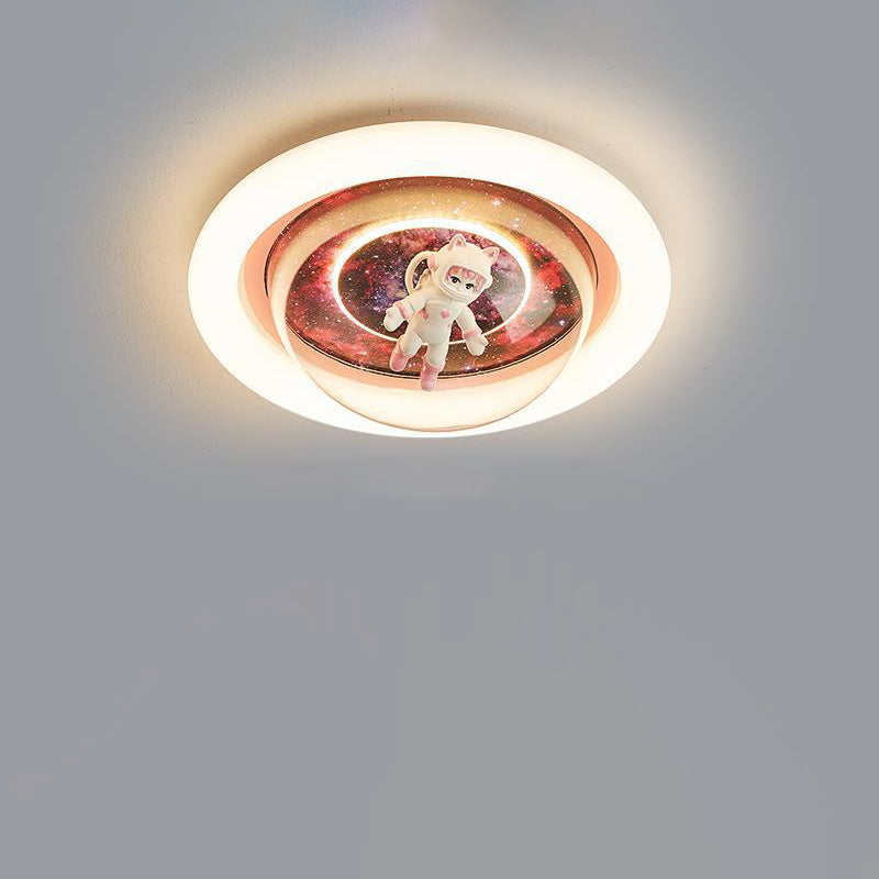 Cartoon Planet Resin Astronaut Acrylic LED Kids Flush Light