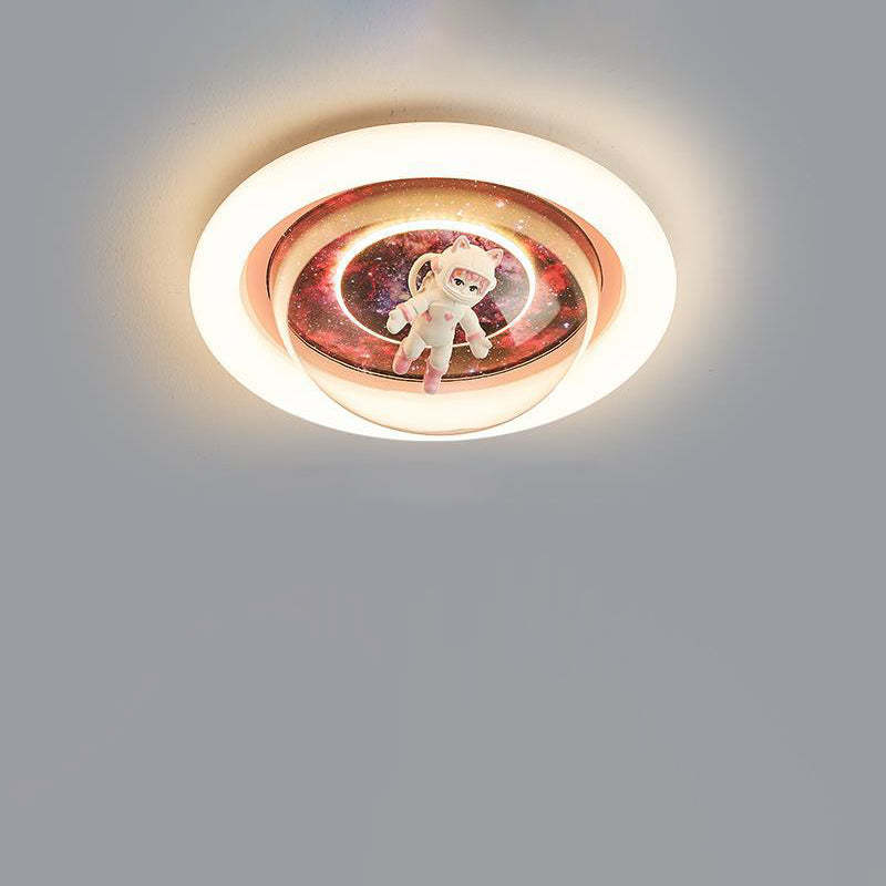 Cartoon Planet Resin Astronaut Acrylic LED Kids Flush Light