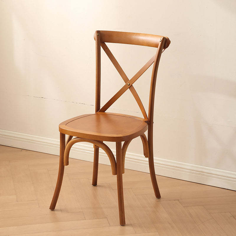 Rustic Woven Rattan Wood Dining Chair — Not Stackable / Wood Color / Wood