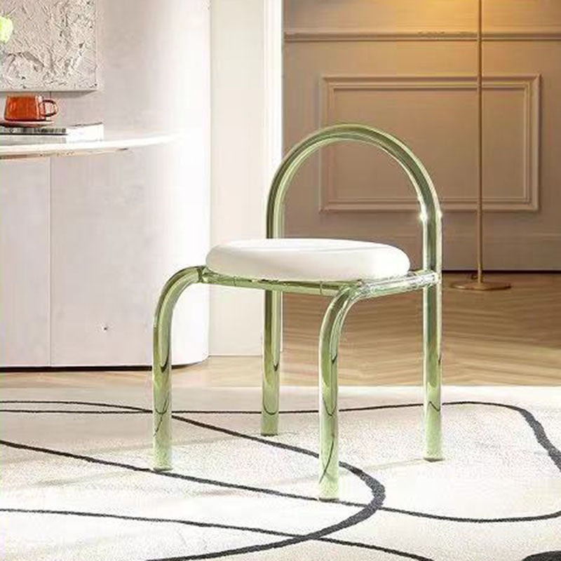 Nordic Acrylic Velvet Round Arched Dining Chair — Gray