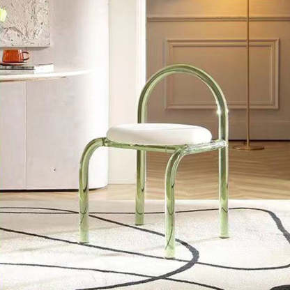 Nordic Acrylic Velvet Round Arched Dining Chair — Gray
