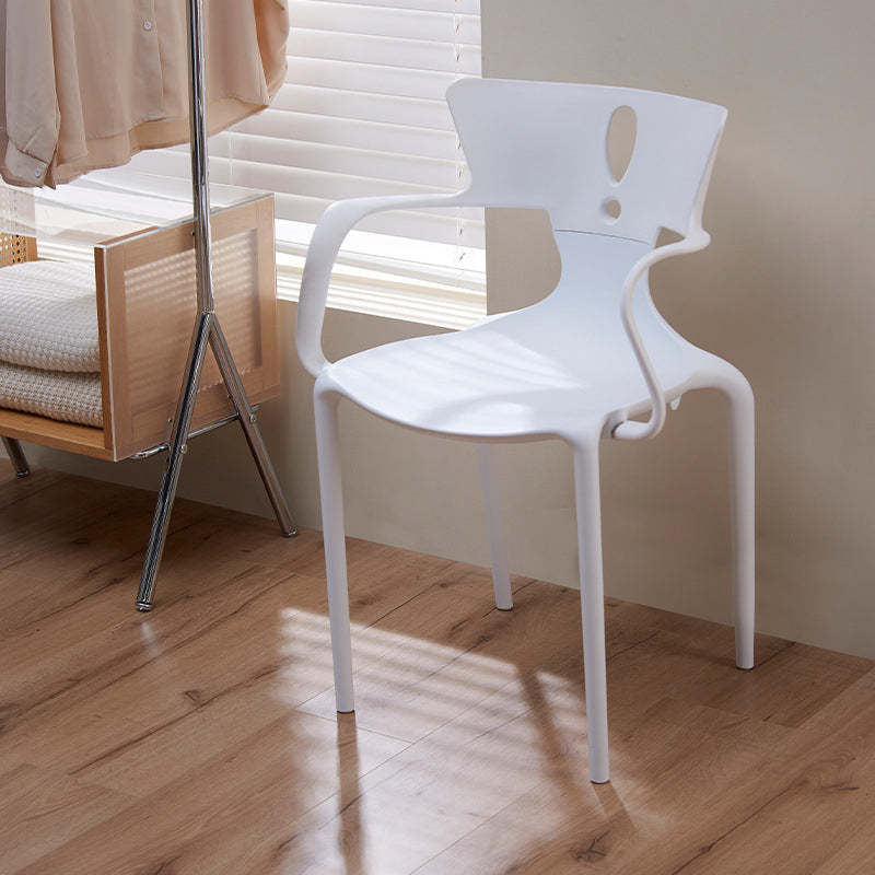 Nordic Curved Plastic Dining Chair — Green + White Backrest
