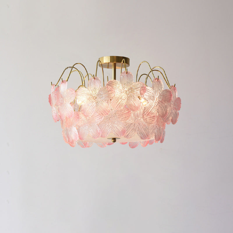 French Iron Round Flower 5/6-Light Ceiling Light
