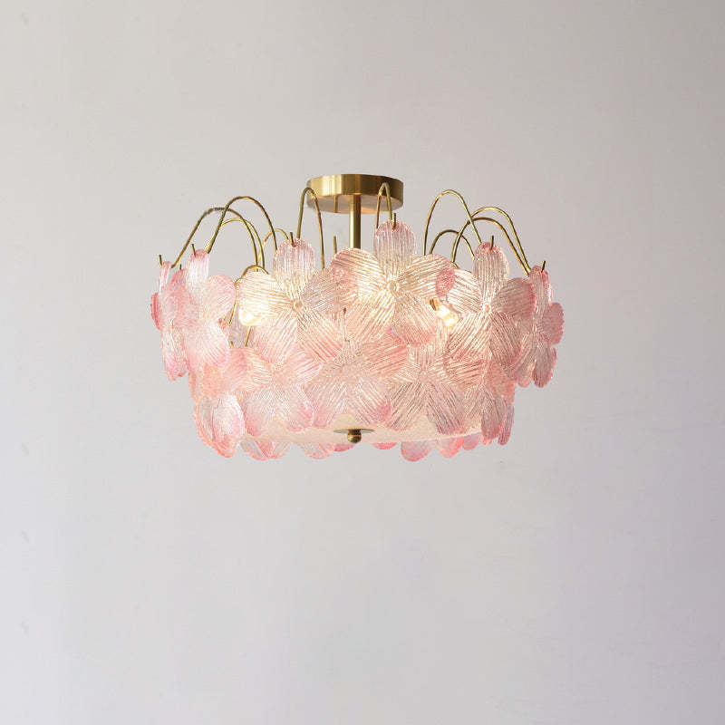 French Iron Round Flower 5/6-Light Ceiling Light