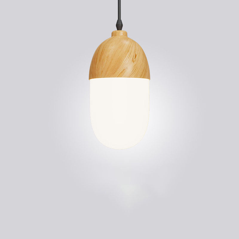 Japanese Wood Grain Oval Iron Pendant Light