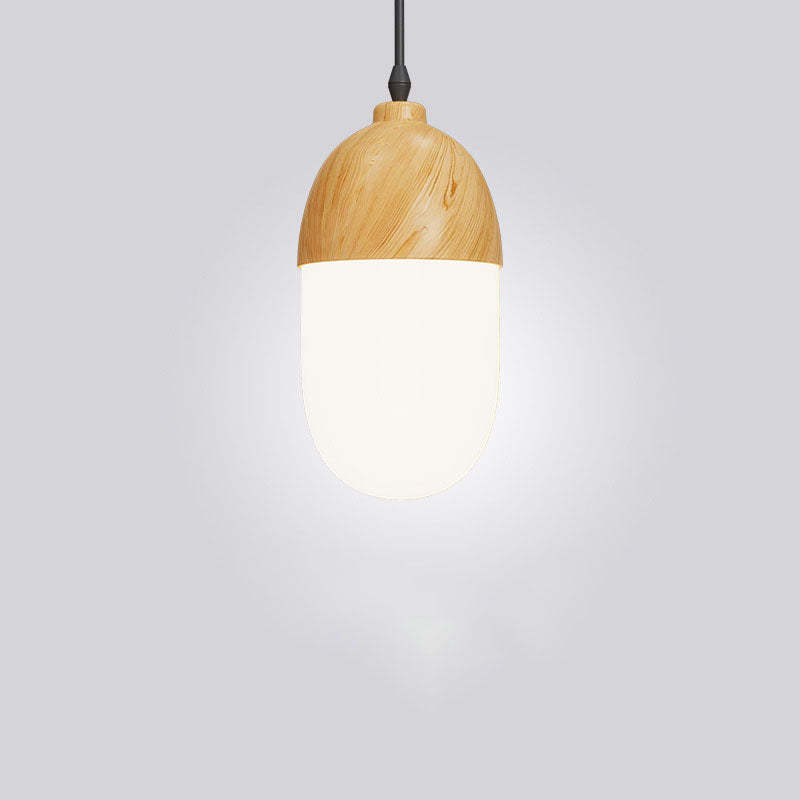 Japanese Wood Grain Oval Iron Pendant Light