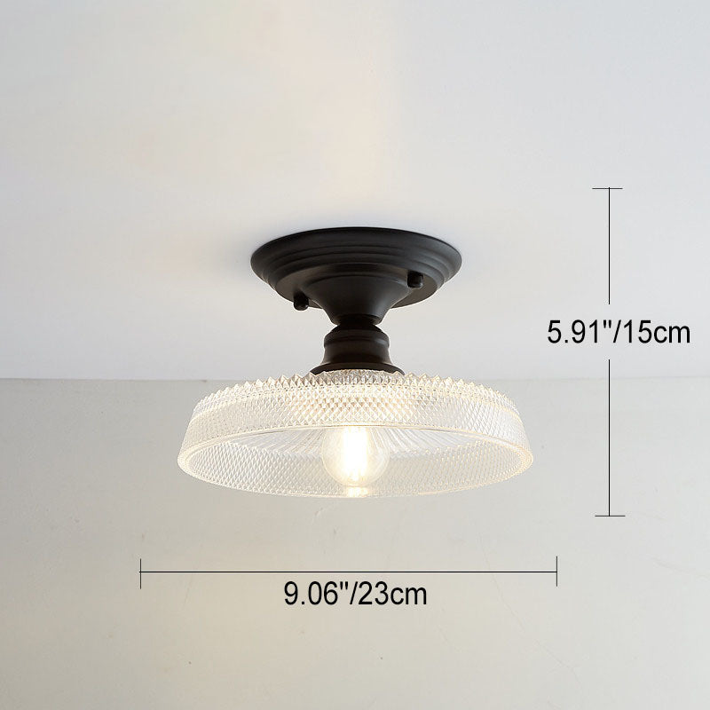 Nordic Vintage Glass Floral Geometry Semi-Flush Light