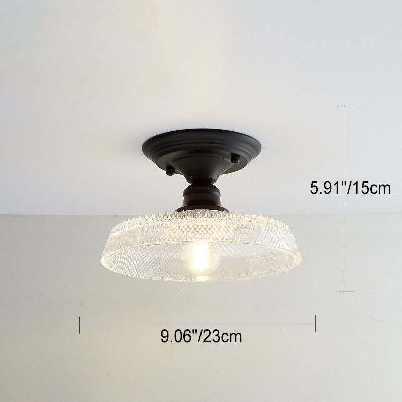 Nordic Vintage Glass Floral Geometry Semi-Flush Light