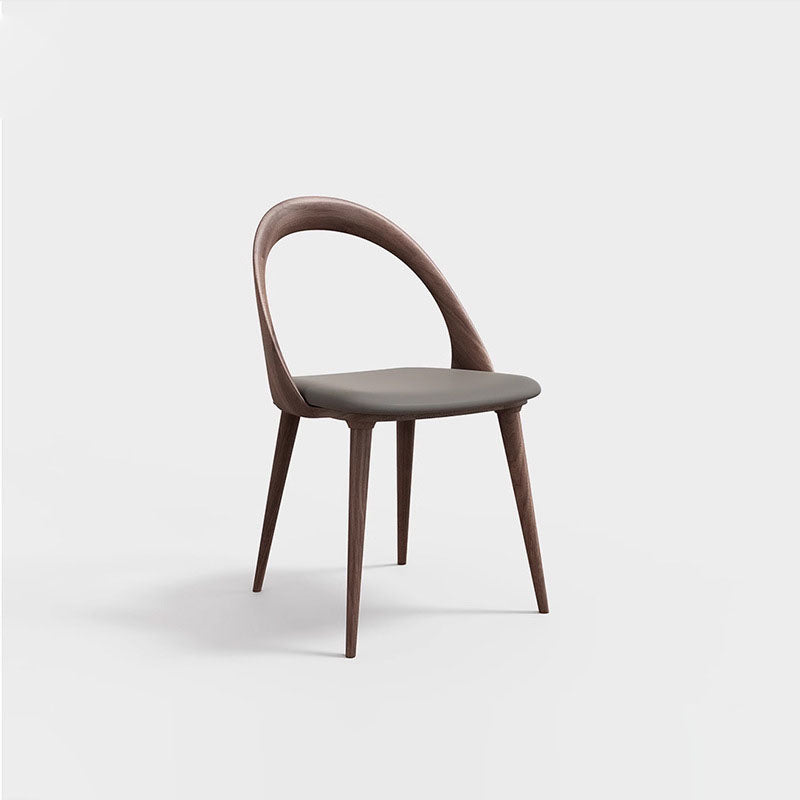 Traditional Chinese Walnut Curved Dining Chair