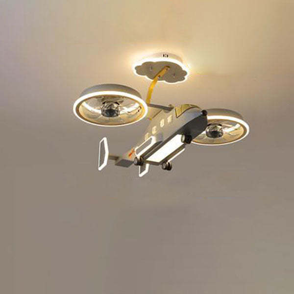 Blue acrylic aircraft kids ceiling fans - cartoon