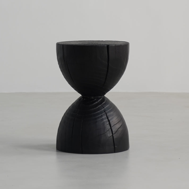 Japanese Wabi-Sabi Wood Geometric End Table — H