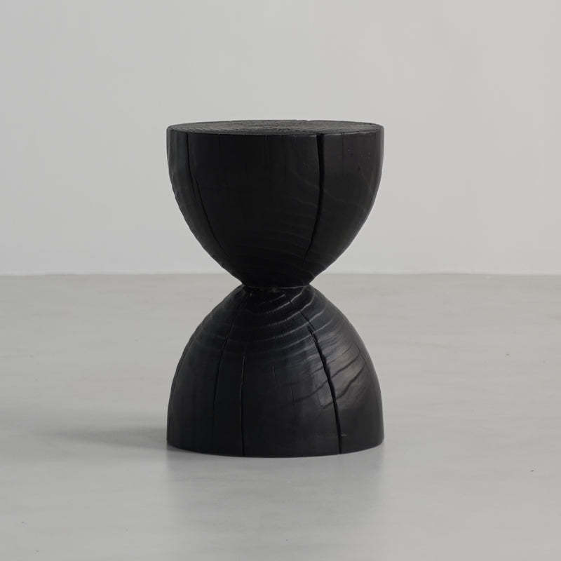 Japanese Wabi-Sabi Wood Geometric End Table — H