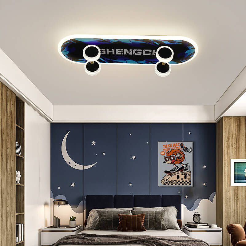Cartoon Skateboard Acrylic LED Kids Flush Mount Light