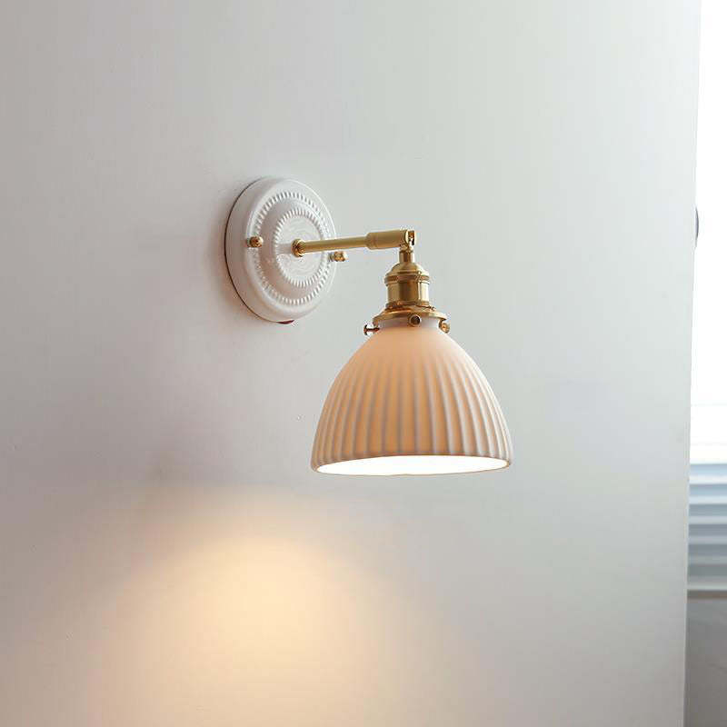 Vintage Japanese Ceramic Brass Sconce — E / 110V-120V For US/CA