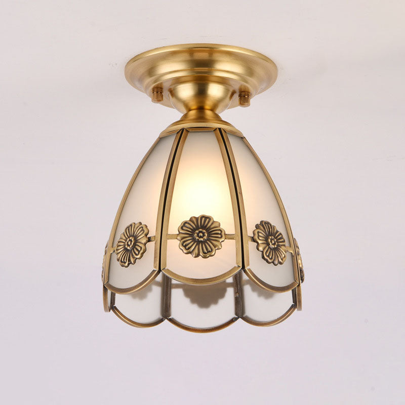 European Brass Glass Cone Ceiling Light — D / 220V-240V For UK/AU
