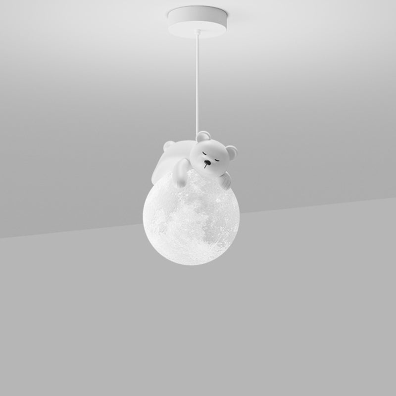 Contemporary Resin Rabbit Moon Kids Pendant Light