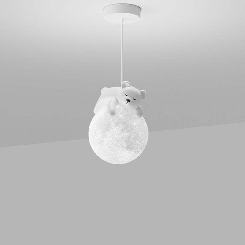 Contemporary Resin Rabbit Moon Kids Pendant Light