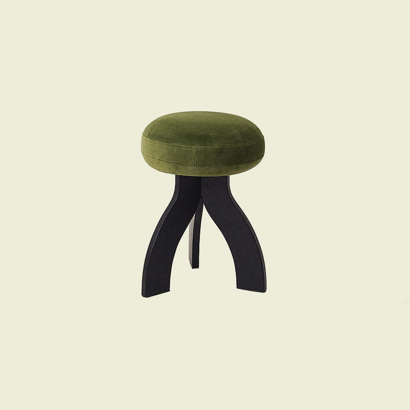 Vintage Triangle Base Wood Fabric Vanity Stool