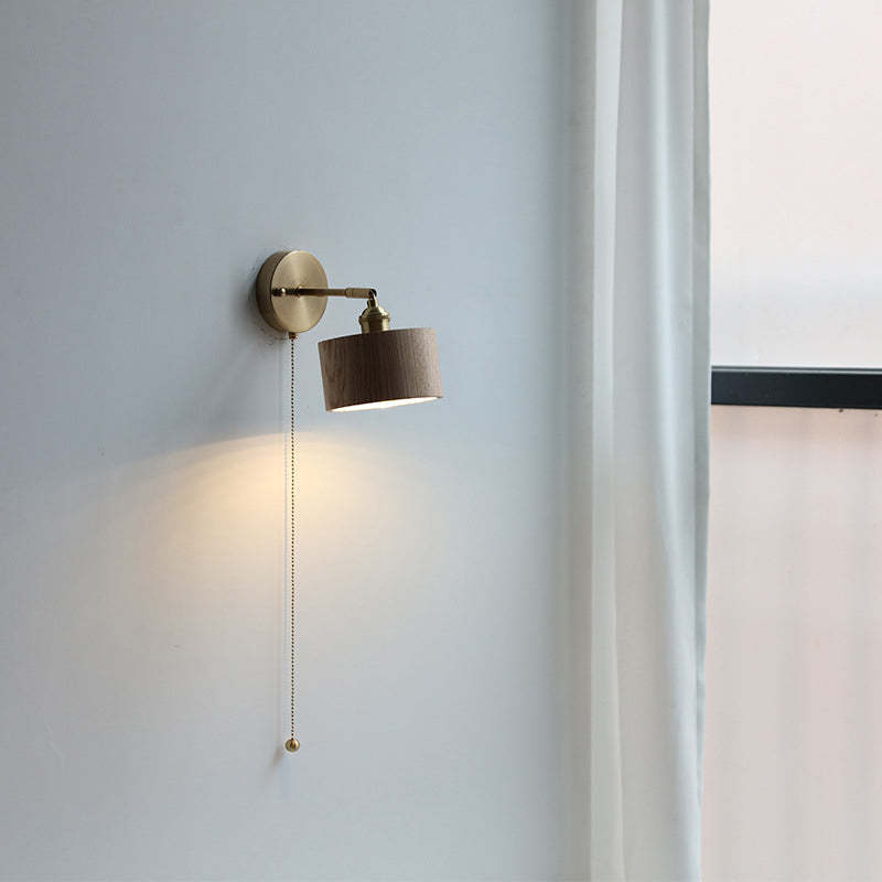 Scandinavian Cone Dome Copper Wood Sconce
