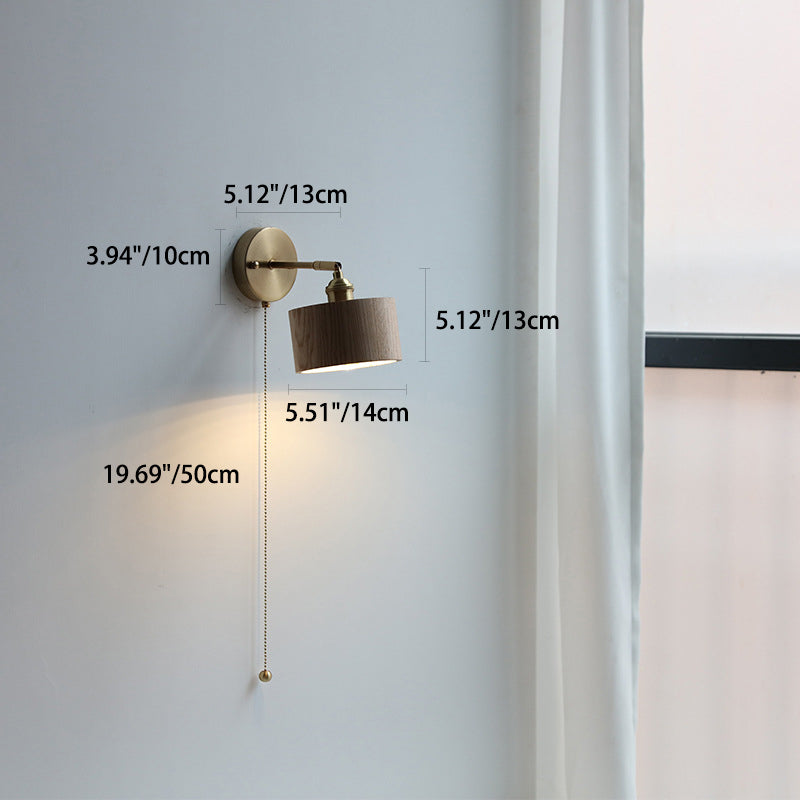 Scandinavian Cone Dome Copper Wood Sconce