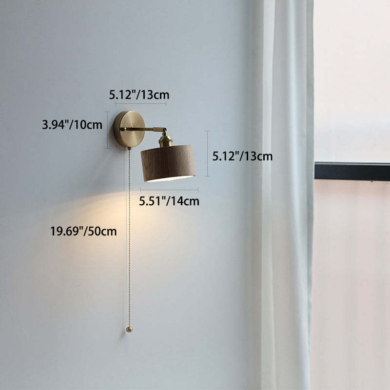 Scandinavian Cone Dome Copper Wood Sconce