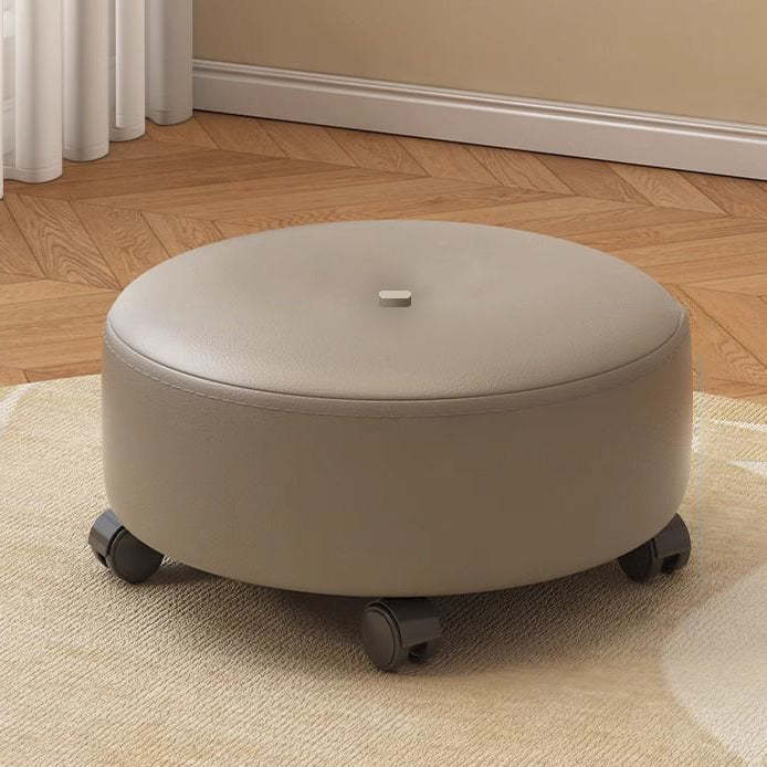 Minimalist Microfiber Leather Wood Round Chair Backless