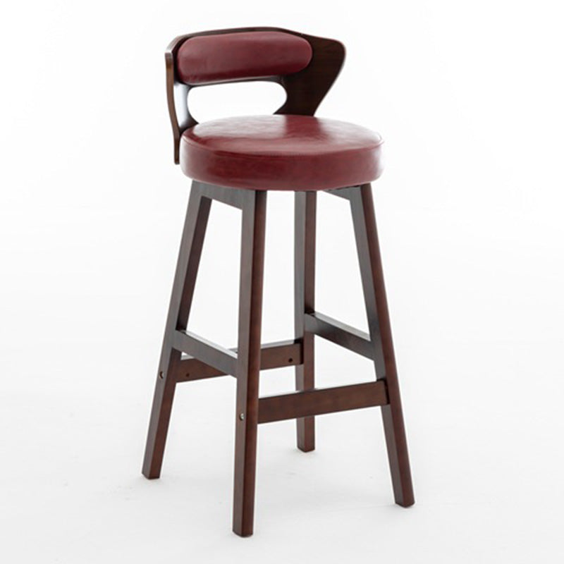 Modern PU Leather Wood Low-Back Bar Stool