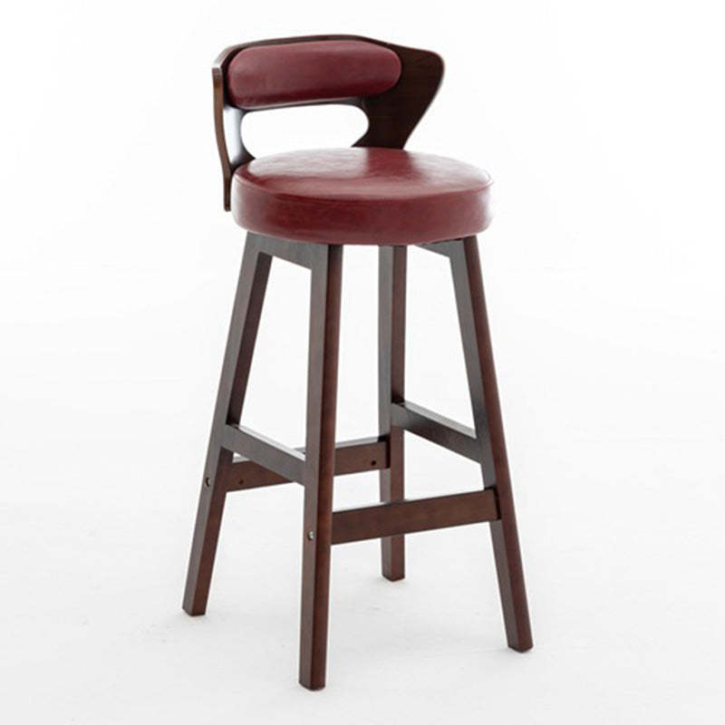 Modern PU Leather Wood Low-Back Bar Stool