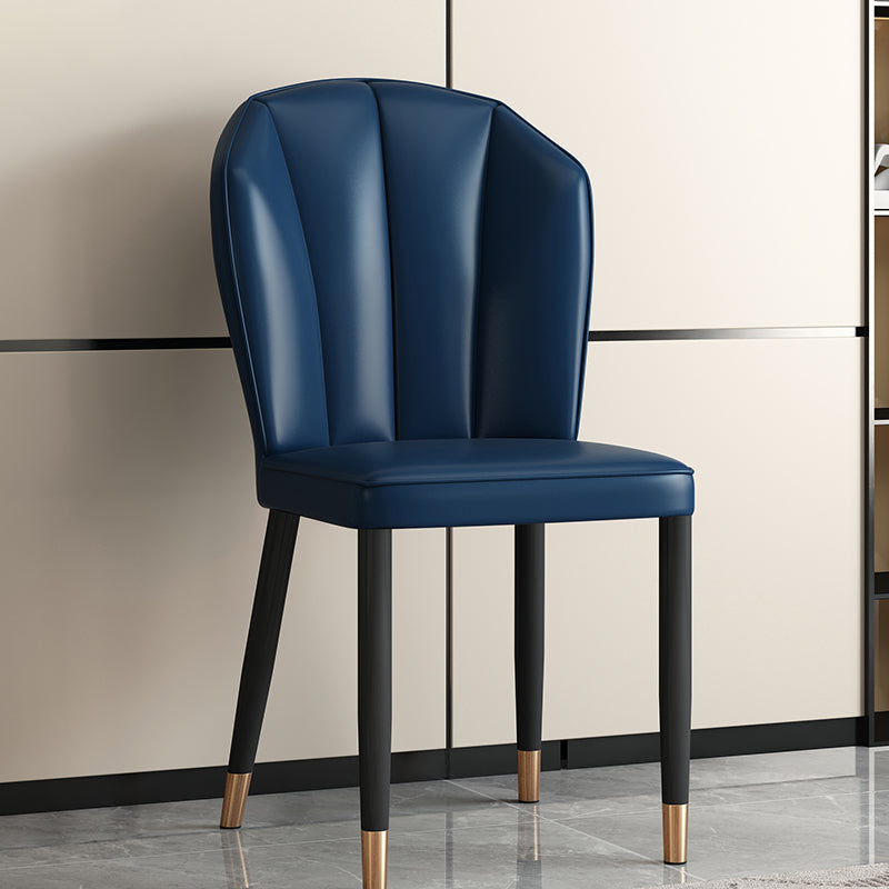 Modern Leather Steel Shell Dining Chair — X Shape / Gold / Dark Gray