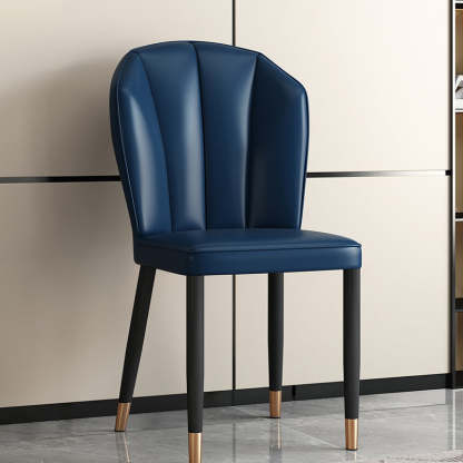 Modern Leather Steel Shell Dining Chair — X Shape / Gold / Dark Gray