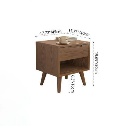 Modern Rubber Wood Bedside Nightstand — C / Wood Color